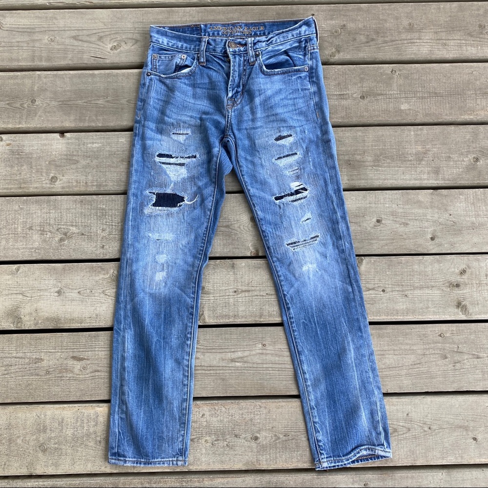American Eagle Distressed/Patched Up Jeans